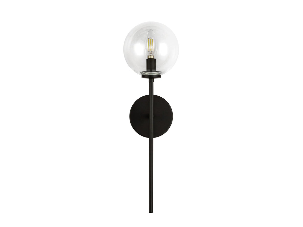 Cassia Wall Light – 1 Light / Matte Black/Clear Glass