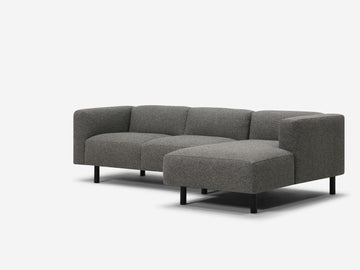 Catrin Peppercorn Fabric - Right Hand Facing Chaise - Black Peg Legs