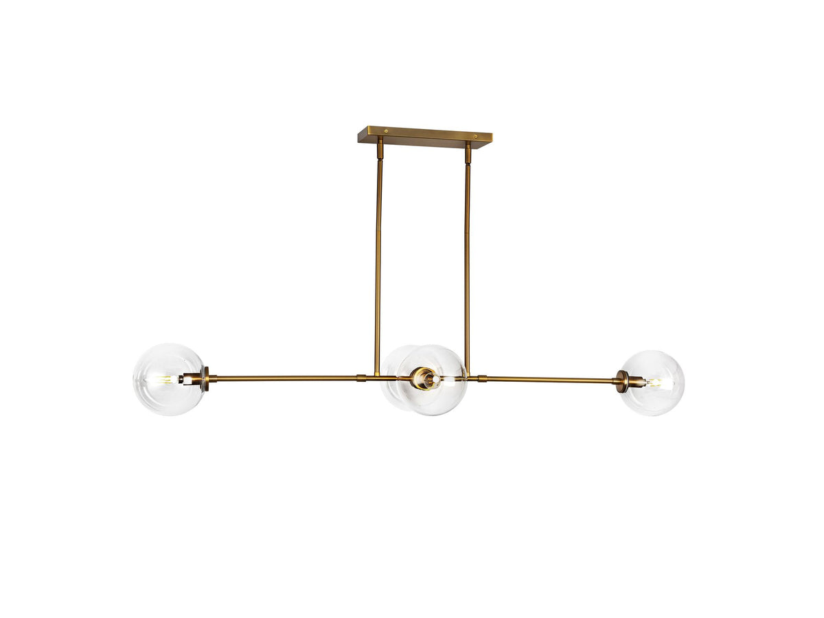 Cassia Linear Pendant – Aged Gold/Clear Glass – view 2