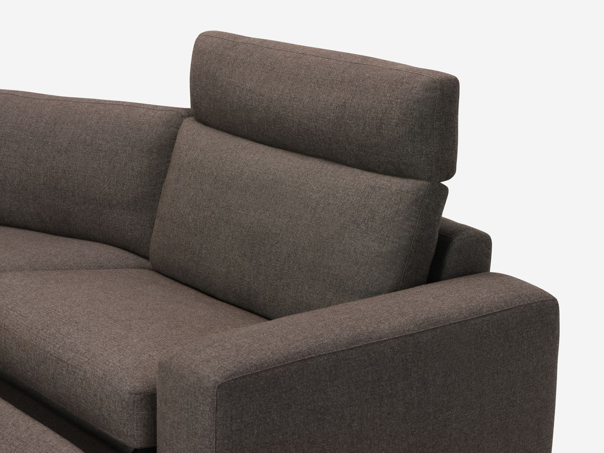 Onno Charcoal Warm Grey with Additional Headrest - Wide Seat - Left Hand Facing Backless Chaise - Wide Track Arm