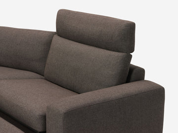 Onno Charcoal Warm Grey with Additional Headrest - Wide Seat - Left Hand Facing Backless Chaise - Wide Track Arm