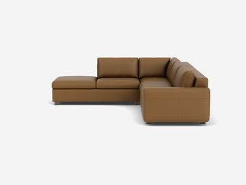 Rein Toast with Walnut Legs - Left Hand Facing Backless Chaise - Standard Arms