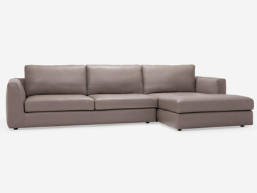 Suave Chrome - Right Hand Facing Chaise - Angled Arms - 1.5" Legs
