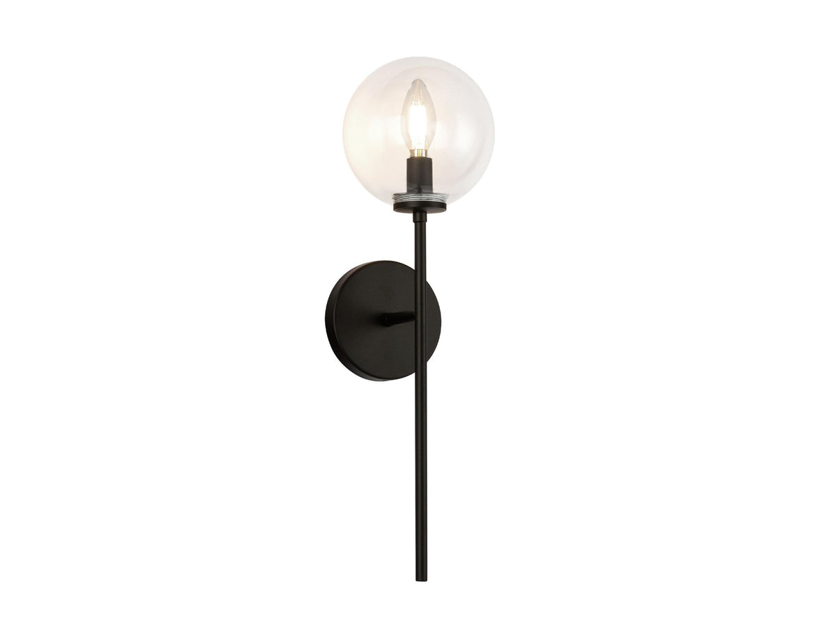 Cassia Wall Light – 1 Light / Matte Black/Clear Glass – view 2