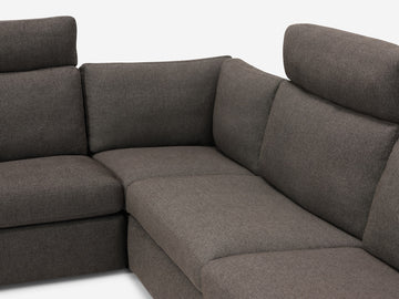 Onno Charcoal Warm Grey with Additional Headrest - Wide Seat - Left Hand Facing Backless Chaise - Wide Track Arm