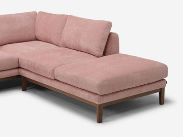 Valley Blossom with a Walnut Base - Right Hand Facing Backless Chaise