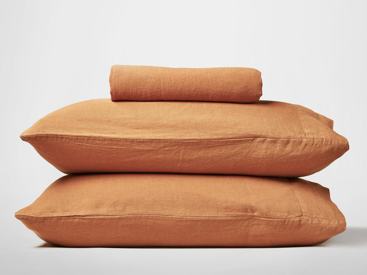 Silk & Snow Flax Bedding Set – Full / Copper