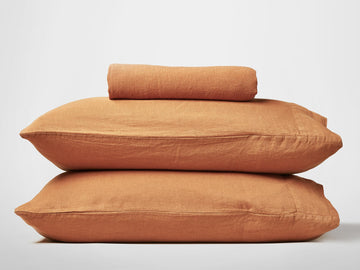 Silk & Snow Flax Bedding Set – Full / Copper