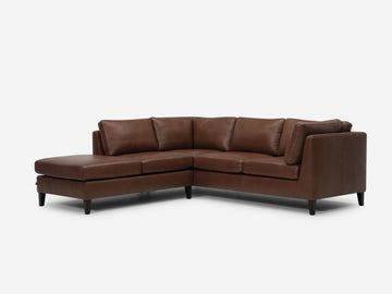 Left Hand Facing Backless Chaise - Classic Mocha with Onyx Legs