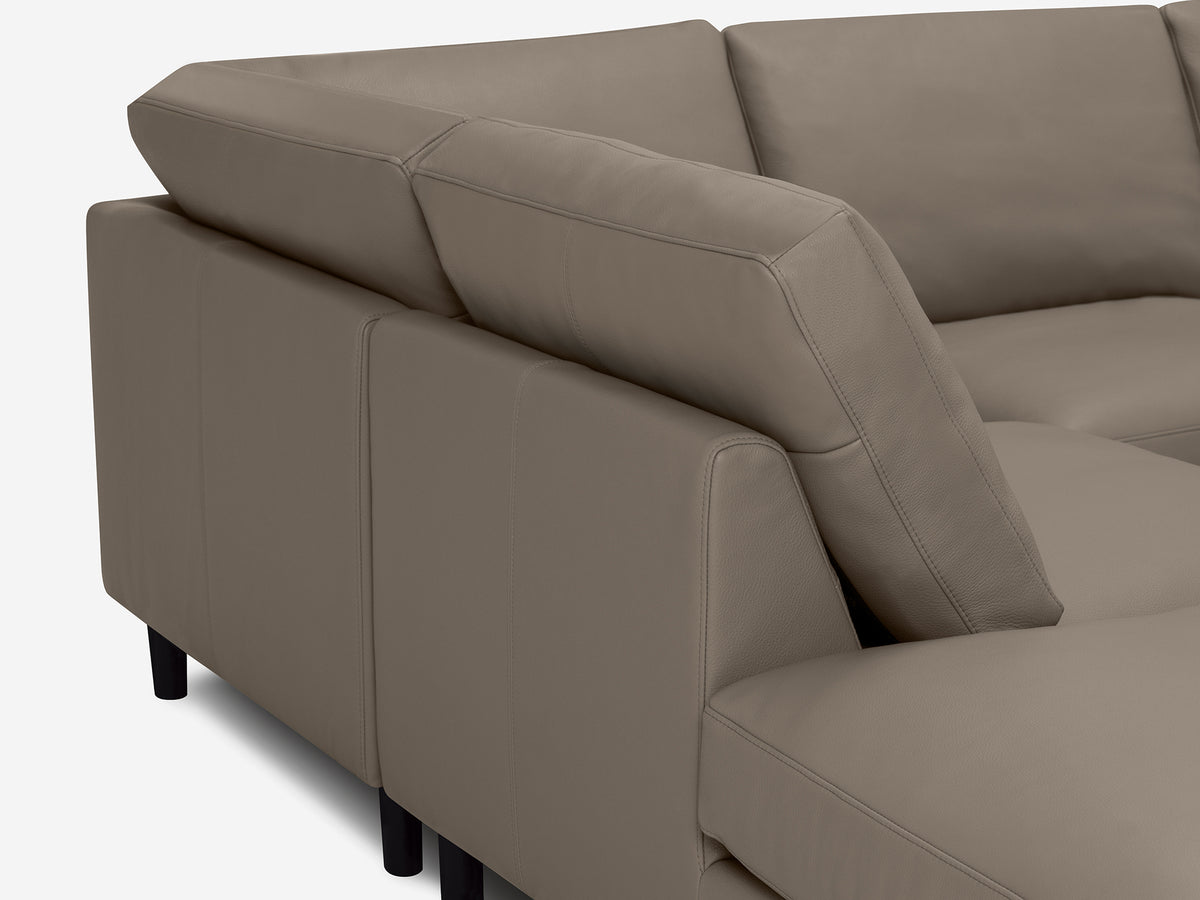 Donna Grey with Black Ash Legs - Left Hand Facing Backless Chaise