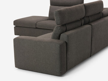 Onno Charcoal Warm Grey with Additional Headrest - Wide Seat - Left Hand Facing Backless Chaise - Wide Track Arm