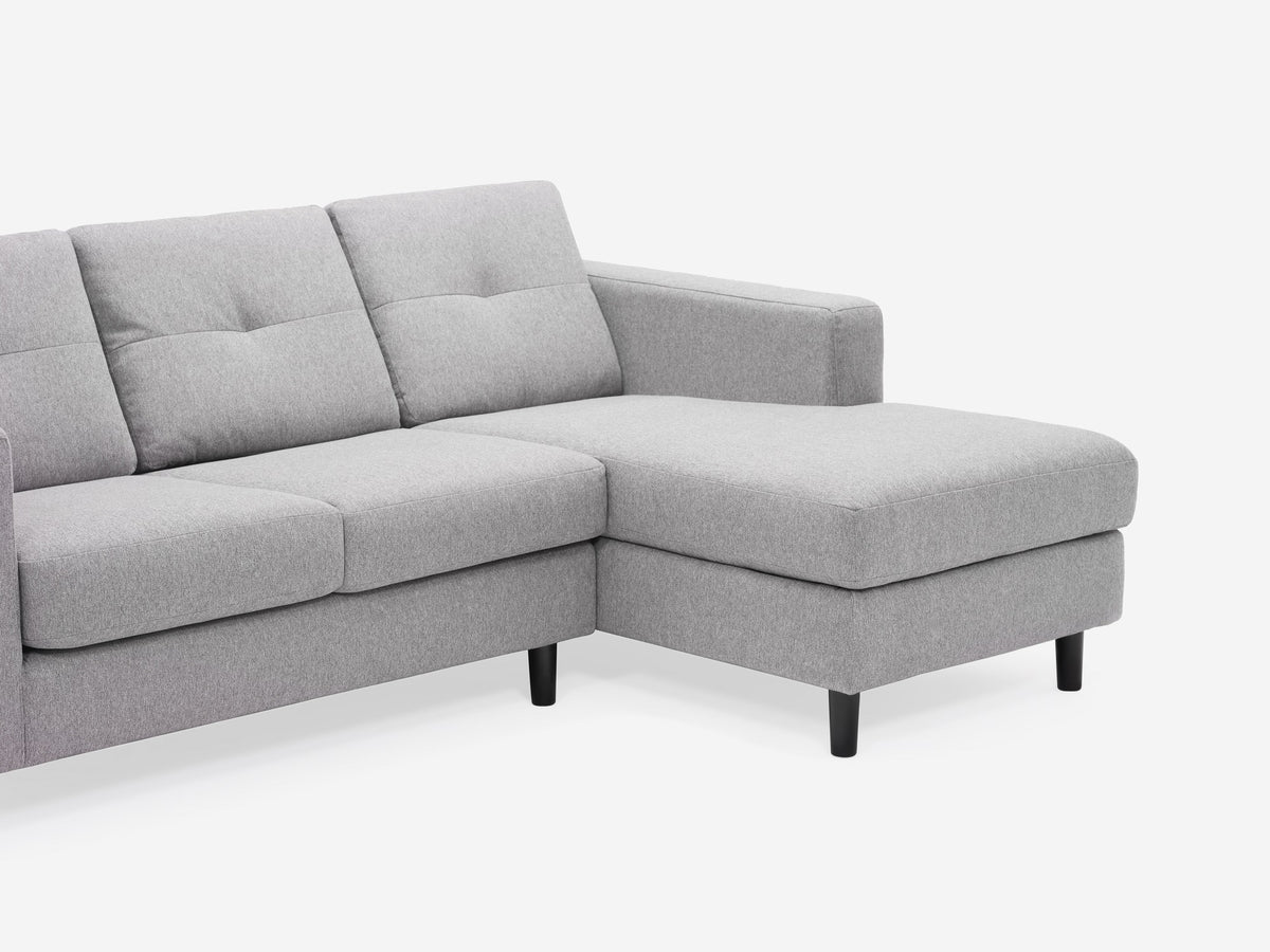 Mila Grey with Onyx Legs - Right Hand Facing Chaise