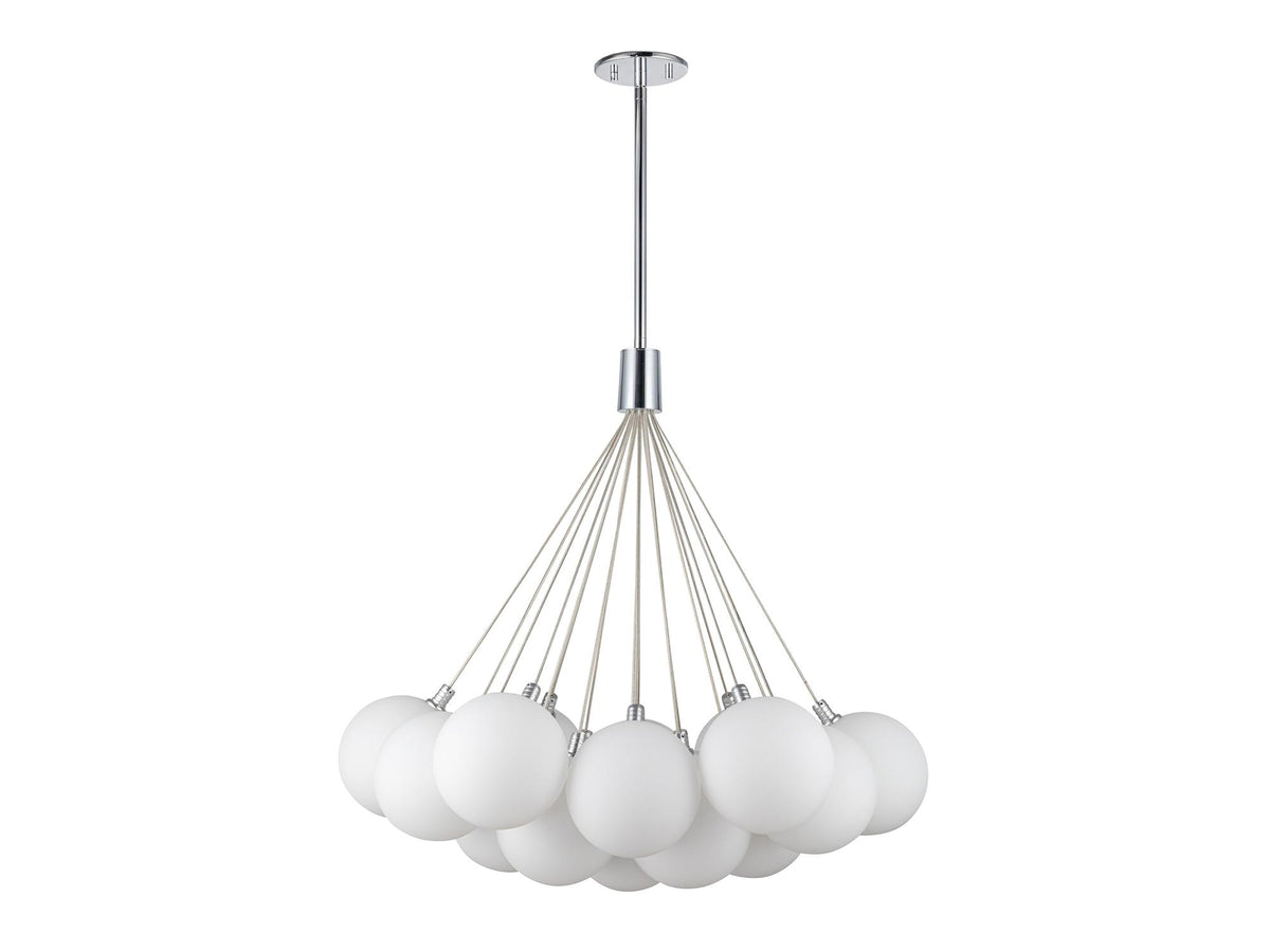 Bolla Chandelier – 28" / Chrome/Opal Glass