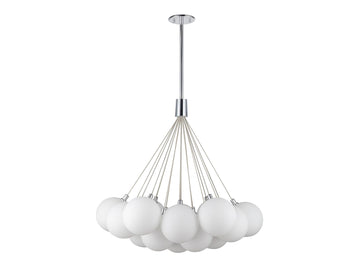 Bolla Chandelier – 28" / Chrome/Opal Glass