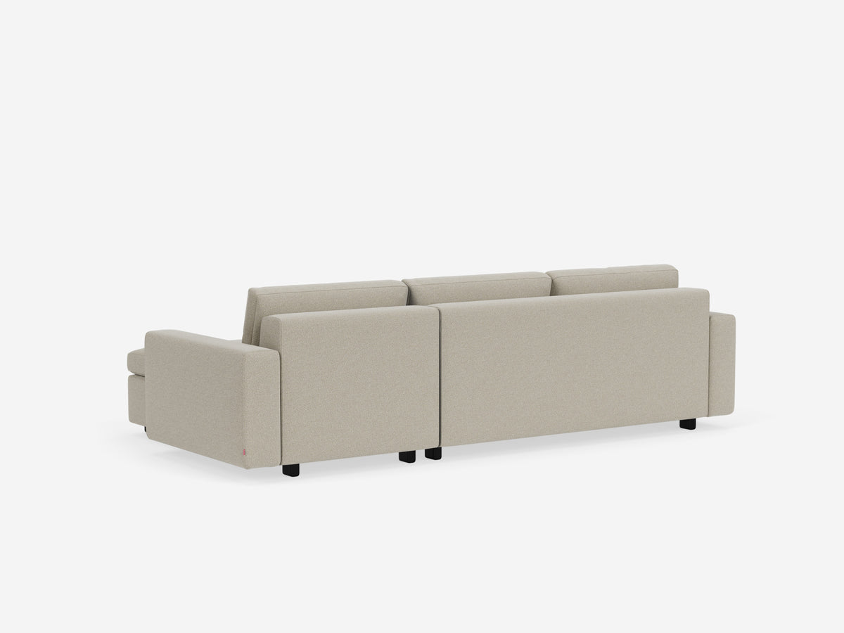 Catrin Grecian Linen with Black Ash Legs - Standard Arms - Double - Right Hand Facing Chaise - Non-Storage Chaise