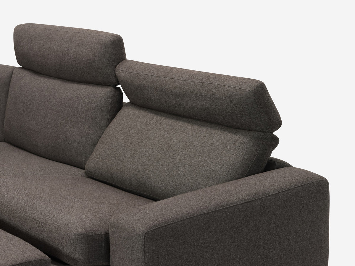 Onno Charcoal Warm Grey with Additional Headrest - Wide Seat - Left Hand Facing Backless Chaise - Wide Track Arm