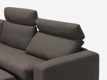 Onno Charcoal Warm Grey with Additional Headrest - Wide Seat - Left Hand Facing Backless Chaise - Wide Track Arm