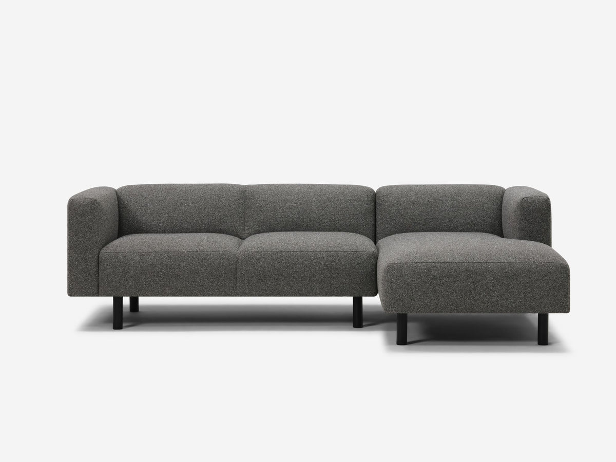 Catrin Peppercorn Fabric - Right Hand Facing Chaise - Black Peg Legs