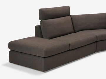 Onno Charcoal Warm Grey with Additional Headrest - Wide Seat - Left Hand Facing Backless Chaise - Wide Track Arm