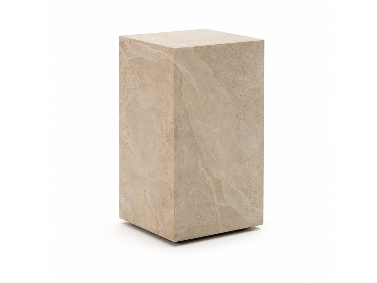 Plinth Side Table – Faux Travertine – view 2