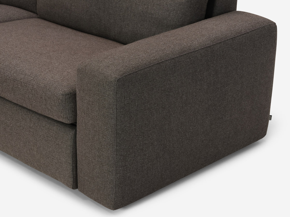 Onno Charcoal Warm Grey with Additional Headrest - Wide Seat - Left Hand Facing Backless Chaise - Wide Track Arm