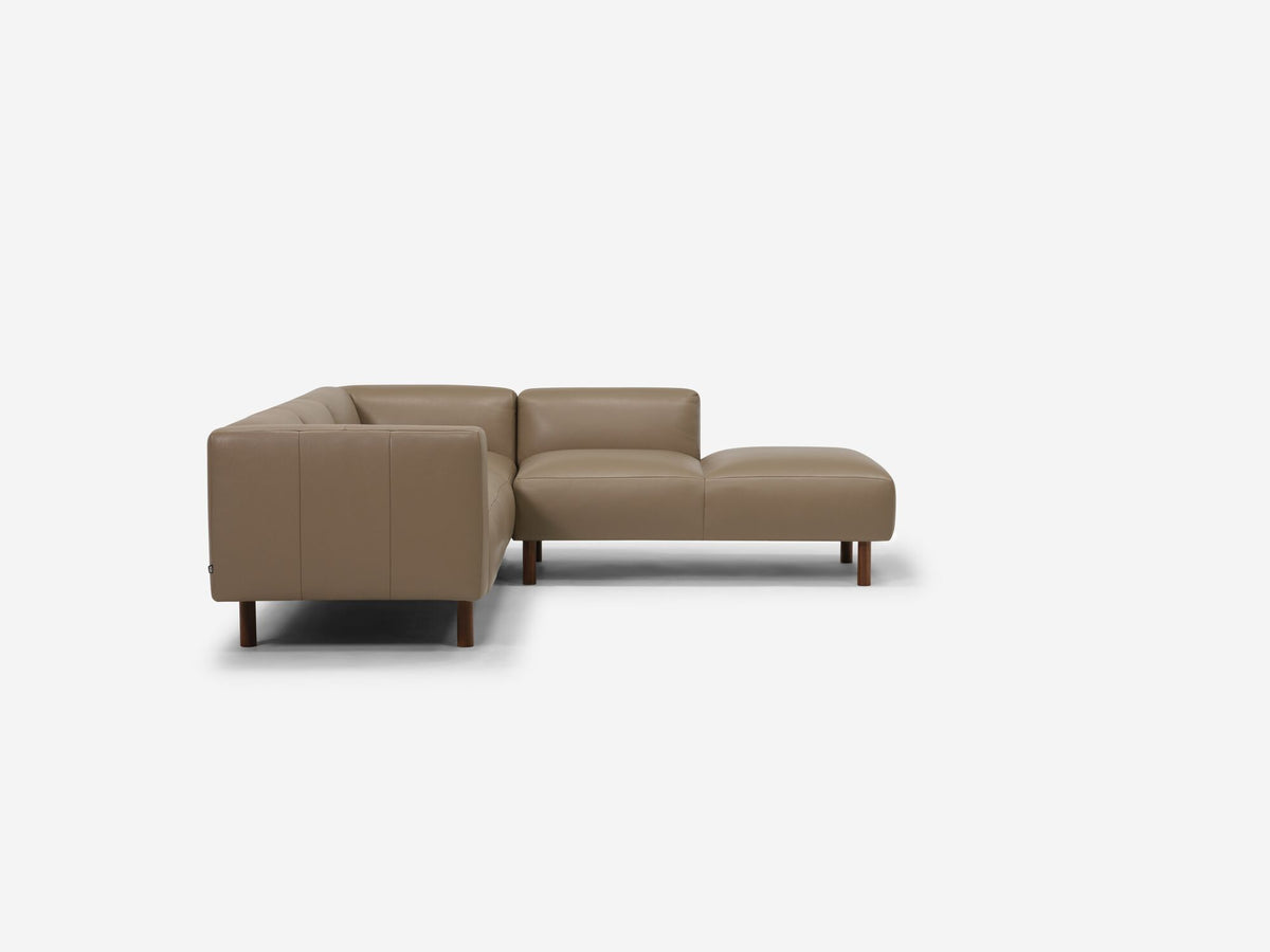 Donna Taupe - Walnut Peg Legs - Right Hand Facing Backless Chaise