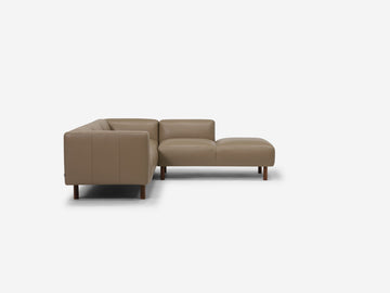 Donna Taupe - Walnut Peg Legs - Right Hand Facing Backless Chaise
