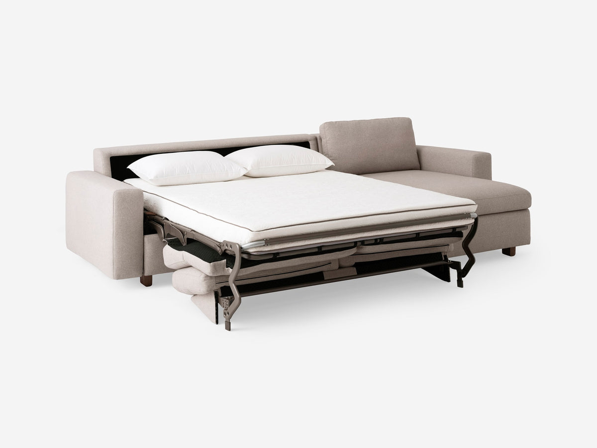 Ava Cloud with Walnut Legs - Standard Arms - Double - Right Hand Facing Storage Chaise
