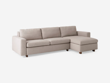 Ava Cloud with Walnut Legs - Standard Arms - Double - Right Hand Facing Storage Chaise
