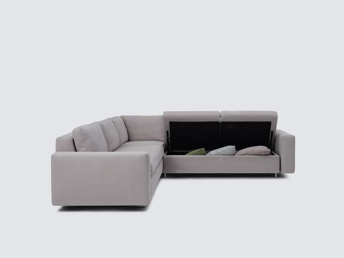 Ava Cloud with Stainless Steel Legs - Standard Arms - Right Hand Facing Storage Loveseat