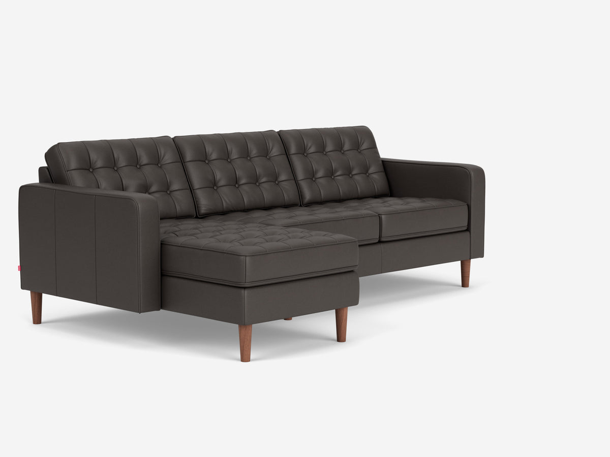 Evoque Ardesia with walnut Legs - Left Hand Facing Chaise - Regular Arm Height