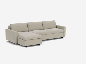 Catrin Grecian Linen with Black Ash Legs - Narrow Arms - Double - Left Hand Facing Chaise - Non-Storage Chaise
