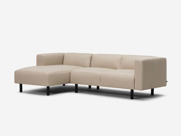 Paloma Hemp Leather - Left Hand Facing Chaise - Black Peg Legs