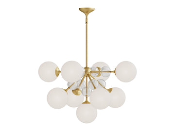 Celia Chandelier – 9 Lights / Brushed Gold/Opal Glass