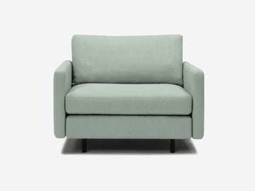 Aspen Mist Fabric - Shallow (35") - 32.5" Seat Width - Narrow Arms - Metal Tubular Legs