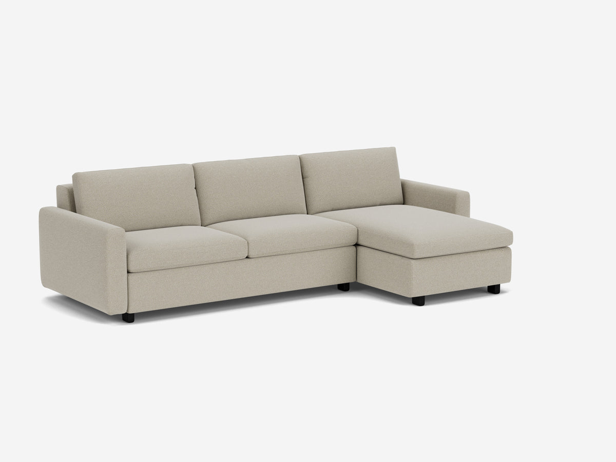 Catrin Grecian Linen with Black Ash Legs - Narrow Arms - Double - Right Hand Facing Chaise - Non-Storage Chaise