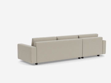 Catrin Grecian Linen with Black Ash Legs - Standard Arms - Queen - Left Hand Facing Chaise - Non-Storage Chaise