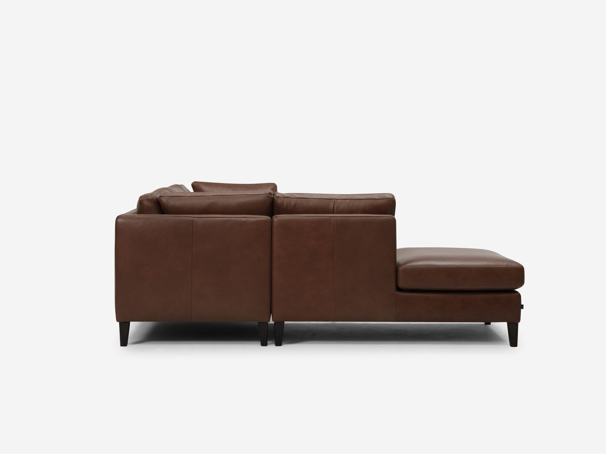 Left Hand Facing Backless Chaise - Classic Mocha with Onyx Legs