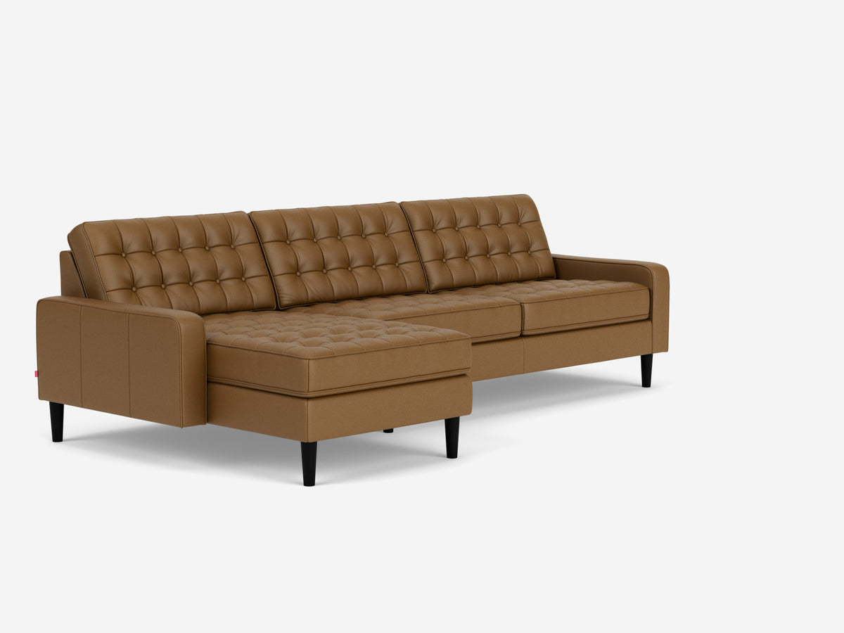 Rein Toast with Black Ash Legs - Left Hand Facing Grand Chaise - Low Arm Height