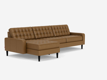 Rein Toast with Black Ash Legs - Left Hand Facing Grand Chaise - Low Arm Height