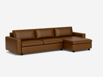 Durango Rio avec pattes en chêne noir - accoudoirs standard - méridienne droitière - méridienne avec rangement