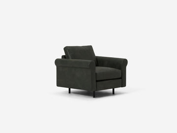 Elba Deep Green - Shallow (35") - 24" Seat Width - Roll Arms - Metal Tubular Legs