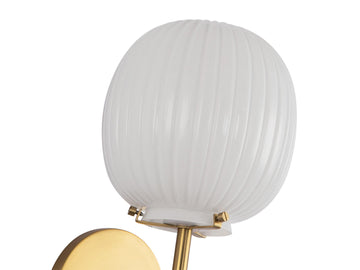 Cherise Wall Lamp – Brushed Gold/Glossy Ribbed Opal Glass – view 2