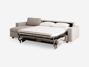 Ava Cloud with Walnut Legs - Standard Arms - Double - Left Hand Facing Storage Chaise