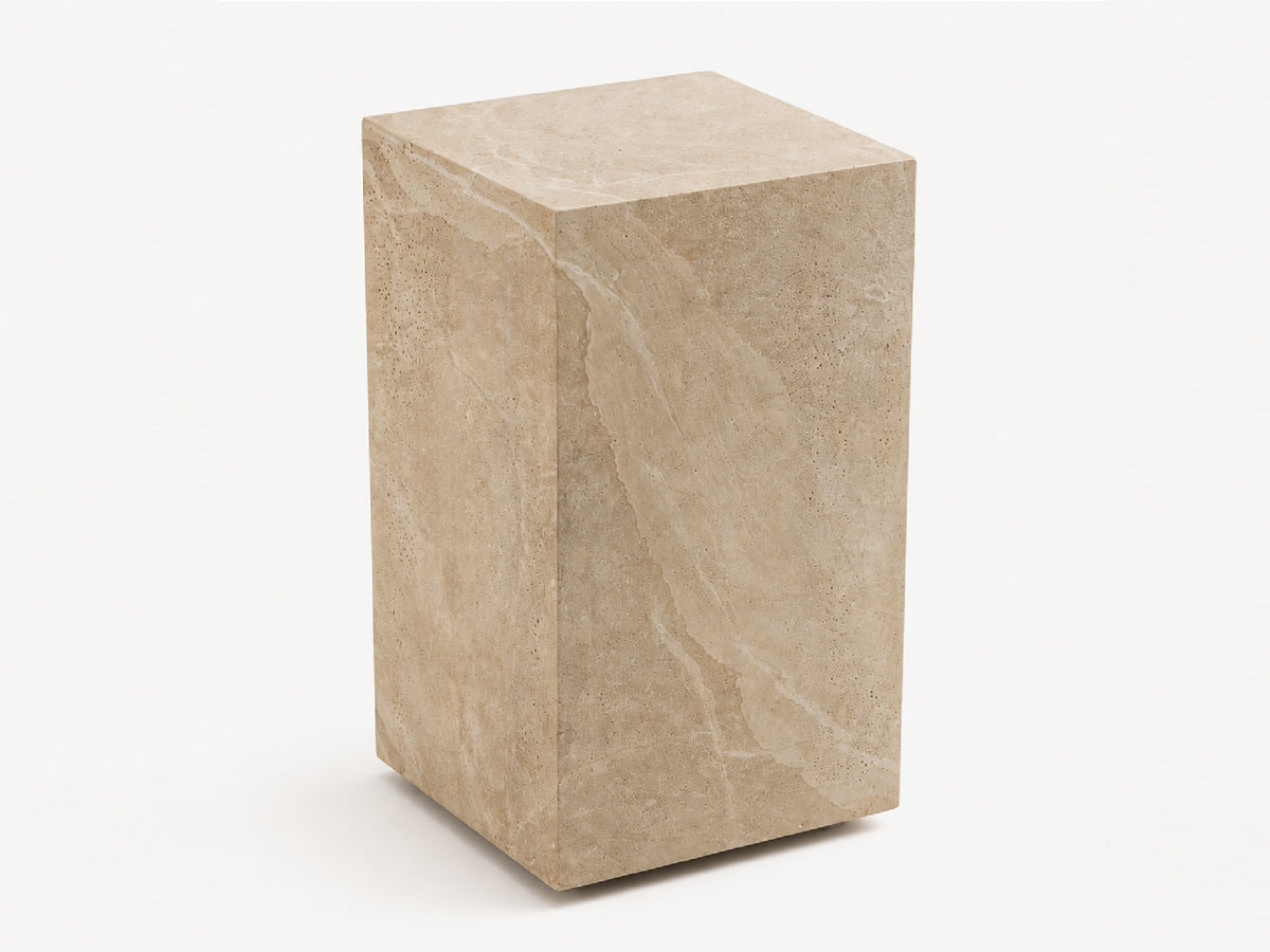 Plinth Side Table – Faux Travertine – view 3