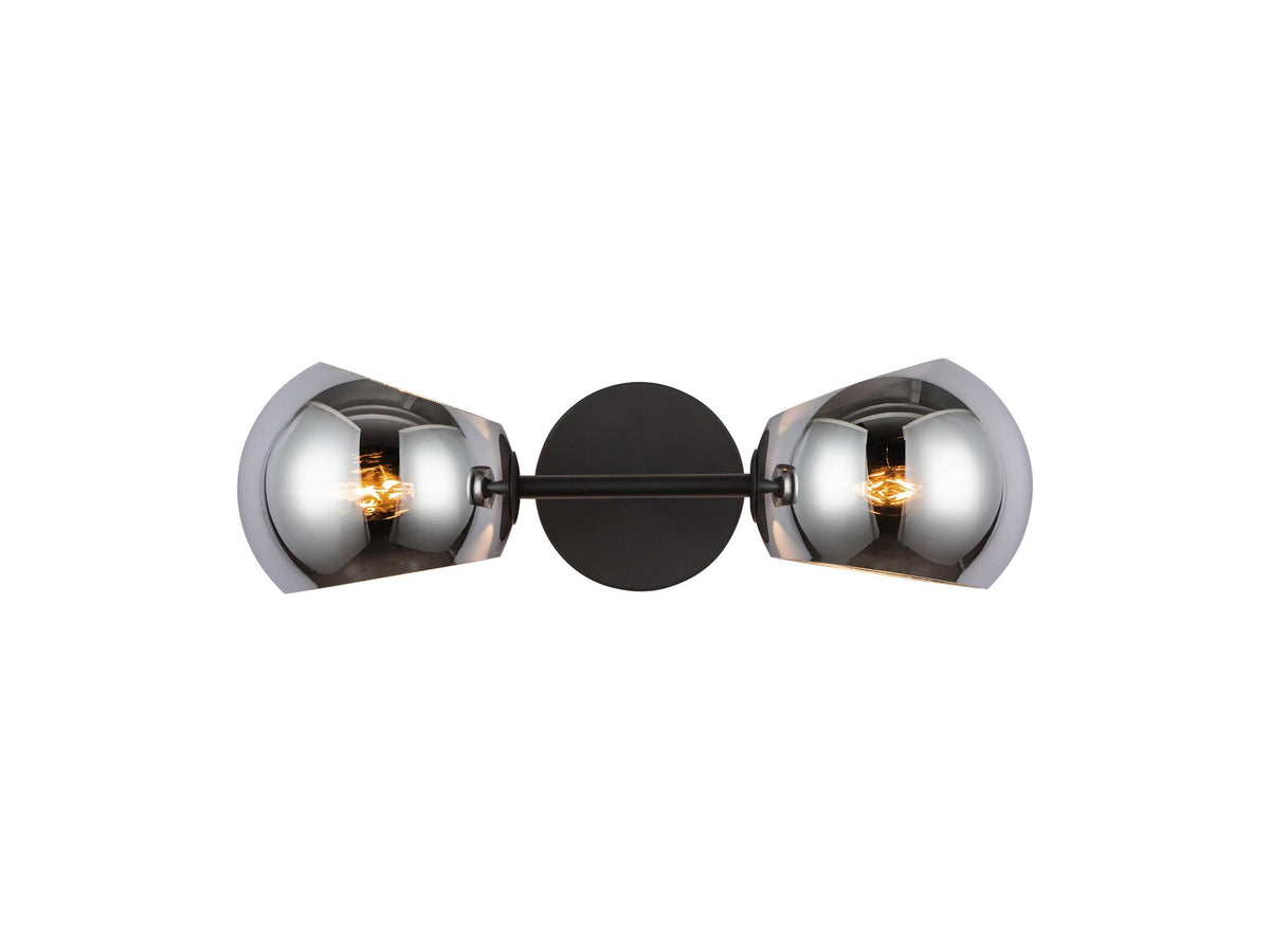 Willow Wall Light – 17" / Matte Black/Smoked Solid Glass