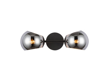 Willow Wall Light – 17" / Matte Black/Smoked Solid Glass
