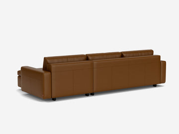 Durango Rio avec pattes en chêne noir - accoudoirs standard - méridienne droitière - méridienne avec rangement