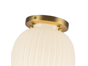 Cherise Semi-Flush Mount Light – Brushed Gold/Glossy Ribbed Opal Glass – view 2