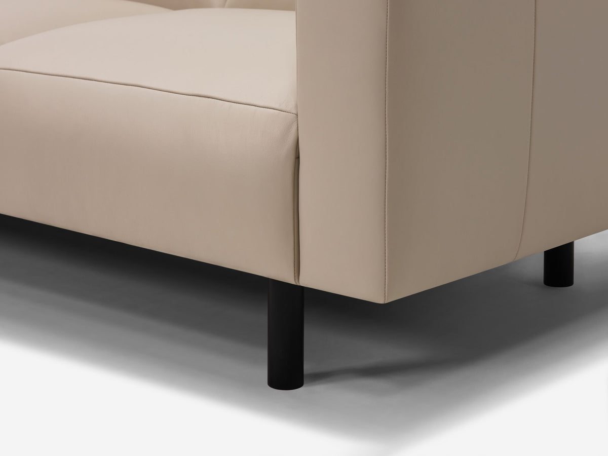 Paloma Hemp Leather - Left Hand Facing Chaise - Black Peg Legs